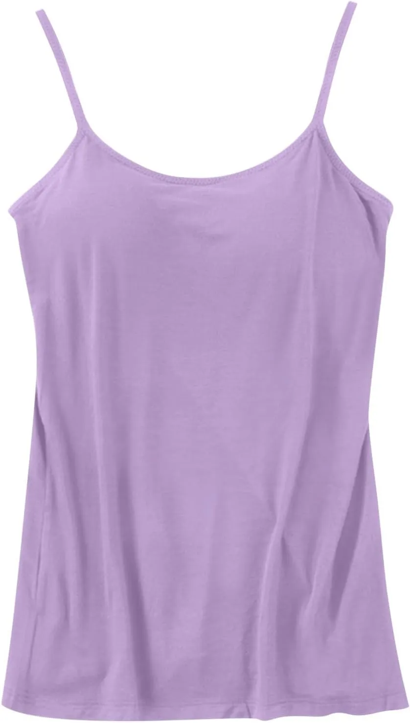 Womens Cami with Built-in Shelf Bra Camisole with Shelf Bra Stretch Cotton Camisole Straps Tank Tops Yoga Cami Shirt