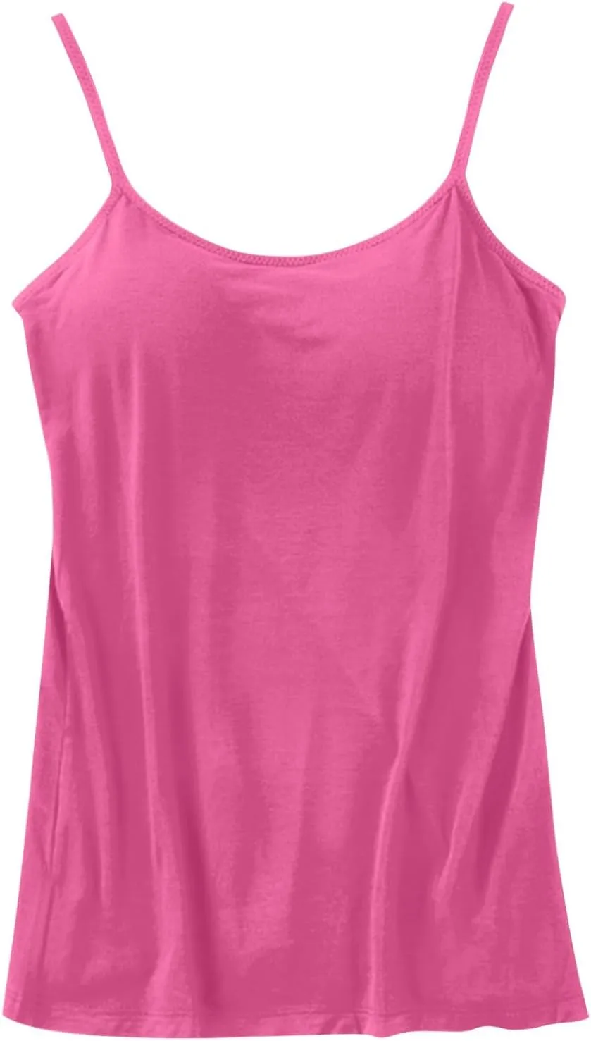 Womens Cami with Built-in Shelf Bra Camisole with Shelf Bra Stretch Cotton Camisole Straps Tank Tops Yoga Cami Shirt