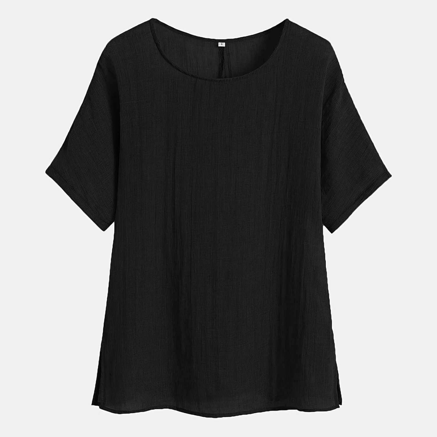 Women's Casual Summer Tops Cotton Linen Short Sleeve Shirts Fashion Print Round Neck T-Shirt Loose Soft Comfy Blouses