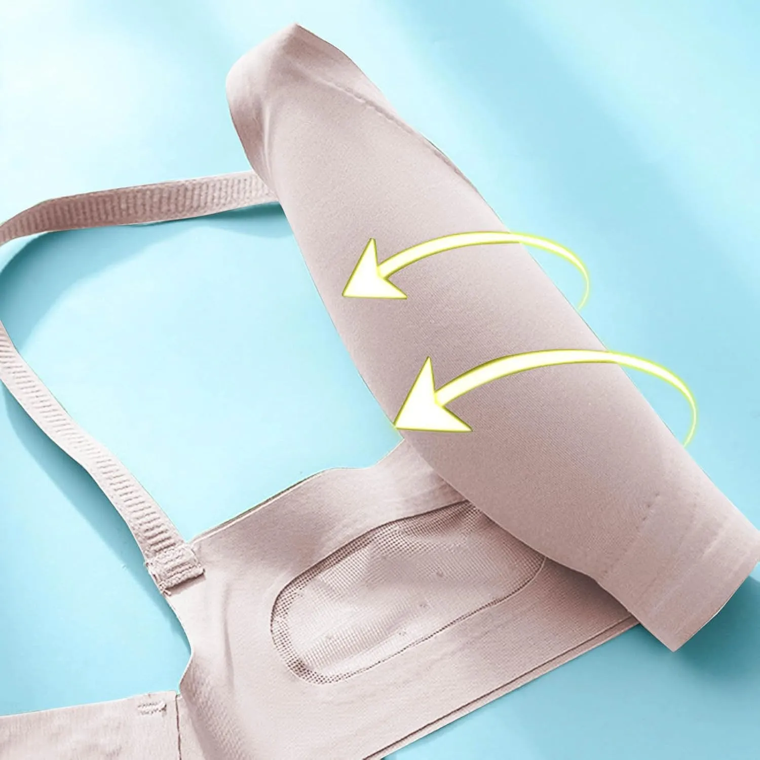Womens Comfortable Wireless Bras Push Up Seamless Bralettes Soft V Neck Brassiere Mesh Patchwork Full Coverage Bra