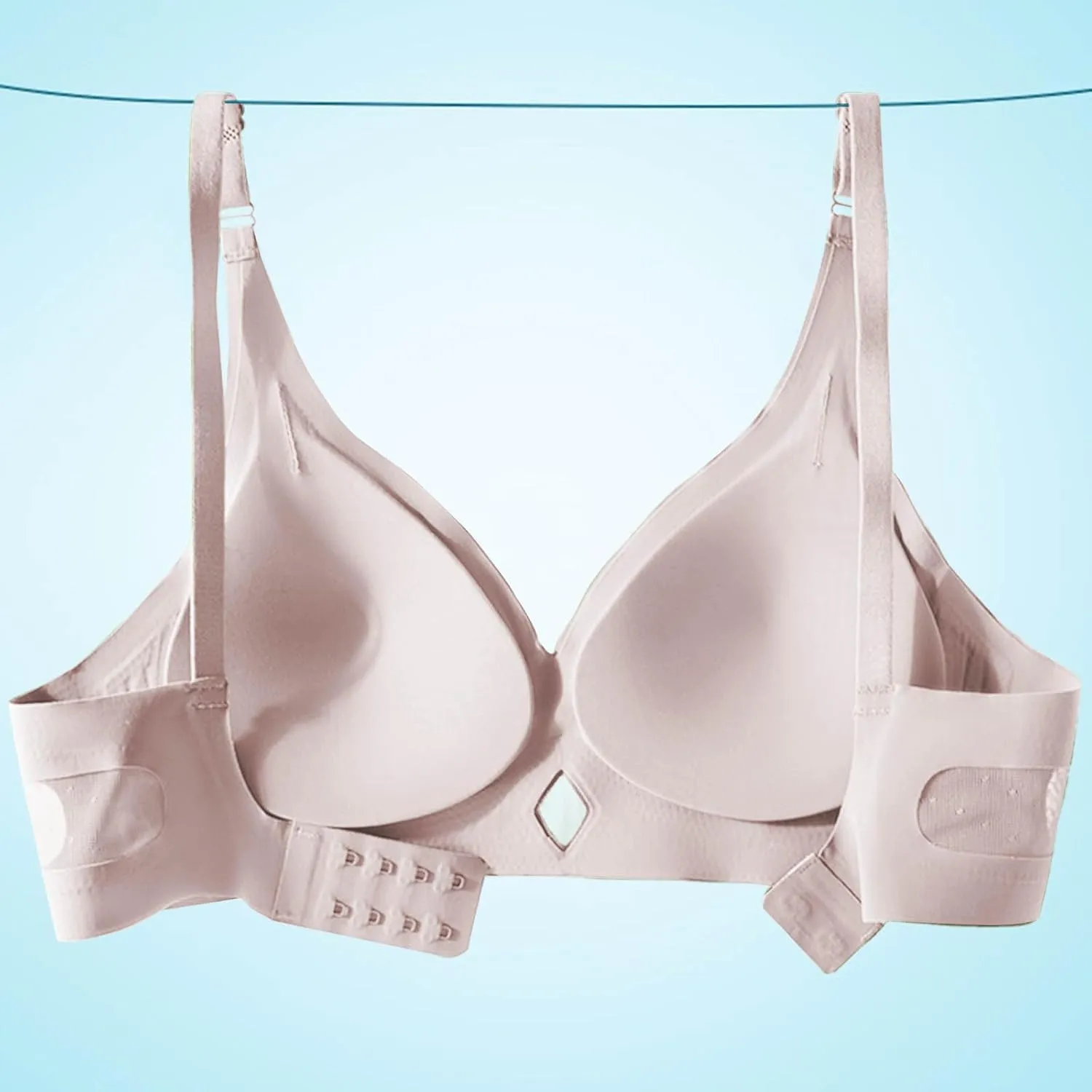 Womens Comfortable Wireless Bras Push Up Seamless Bralettes Soft V Neck Brassiere Mesh Patchwork Full Coverage Bra