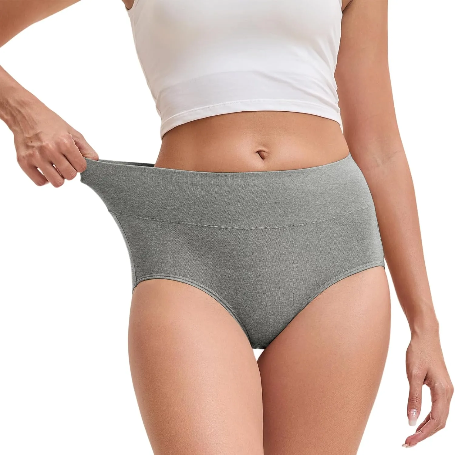 Women's Cotton Underwear High Waisted Briefs Stretch Full Coverage Panties