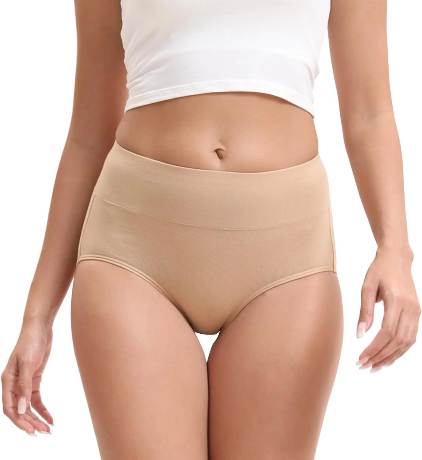 Women's Cotton Underwear High Waisted Briefs Stretch Full Coverage Panties