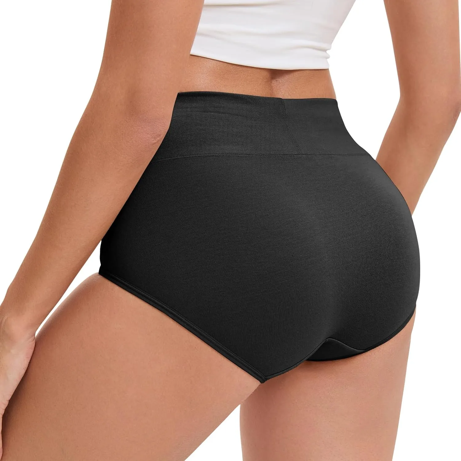 Women's Cotton Underwear High Waisted Briefs Stretch Full Coverage Panties
