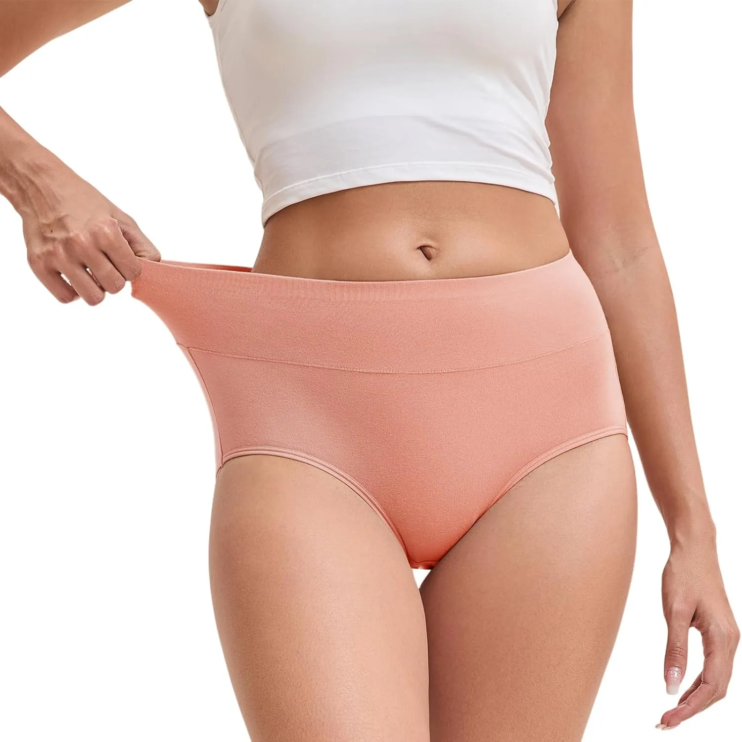 Women's Cotton Underwear High Waisted Briefs Stretch Full Coverage Panties