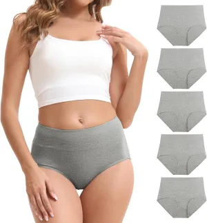 Women's Cotton Underwear High Waisted Briefs Stretch Full Coverage Panties
