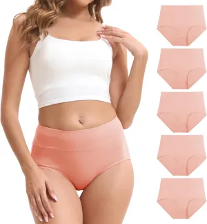 Women's Cotton Underwear High Waisted Briefs Stretch Full Coverage Panties