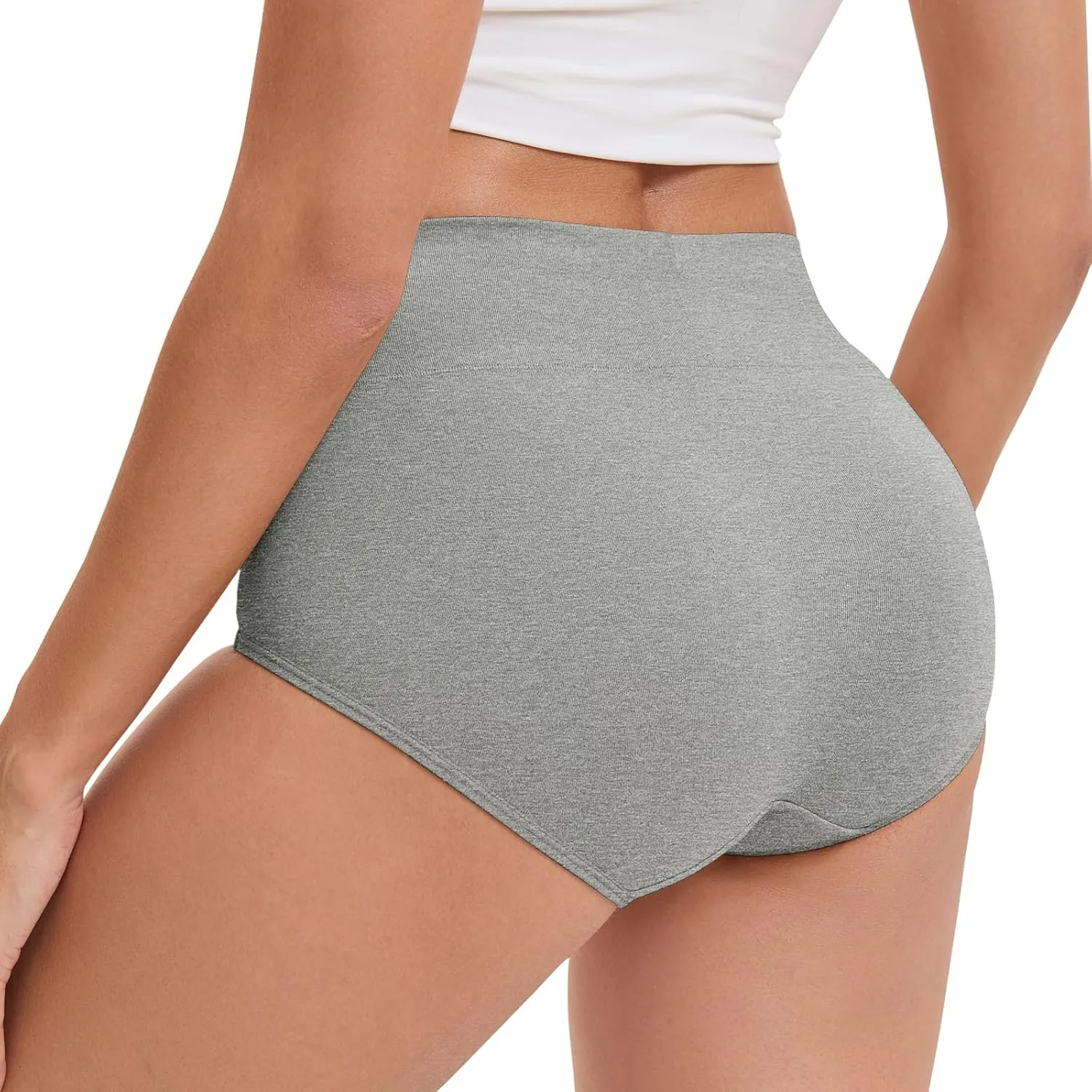 Women's Cotton Underwear High Waisted Briefs Stretch Full Coverage Panties