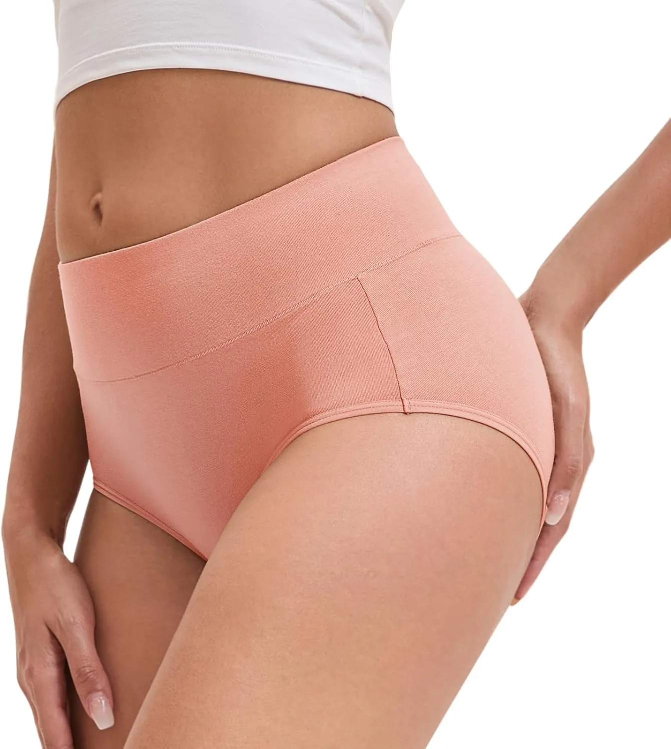 Women's Cotton Underwear High Waisted Briefs Stretch Full Coverage Panties