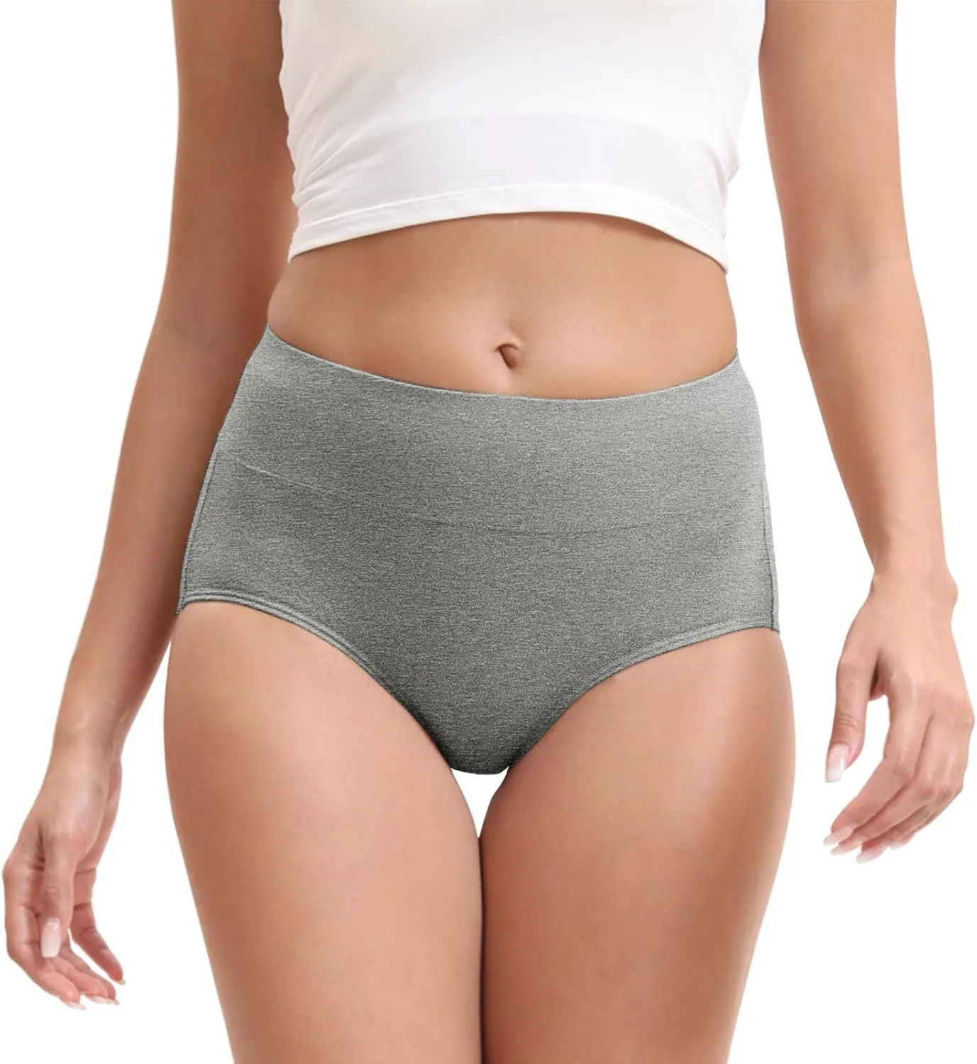 Women's Cotton Underwear High Waisted Briefs Stretch Full Coverage Panties