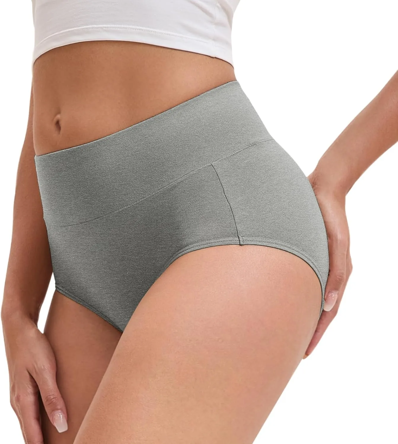 Women's Cotton Underwear High Waisted Briefs Stretch Full Coverage Panties
