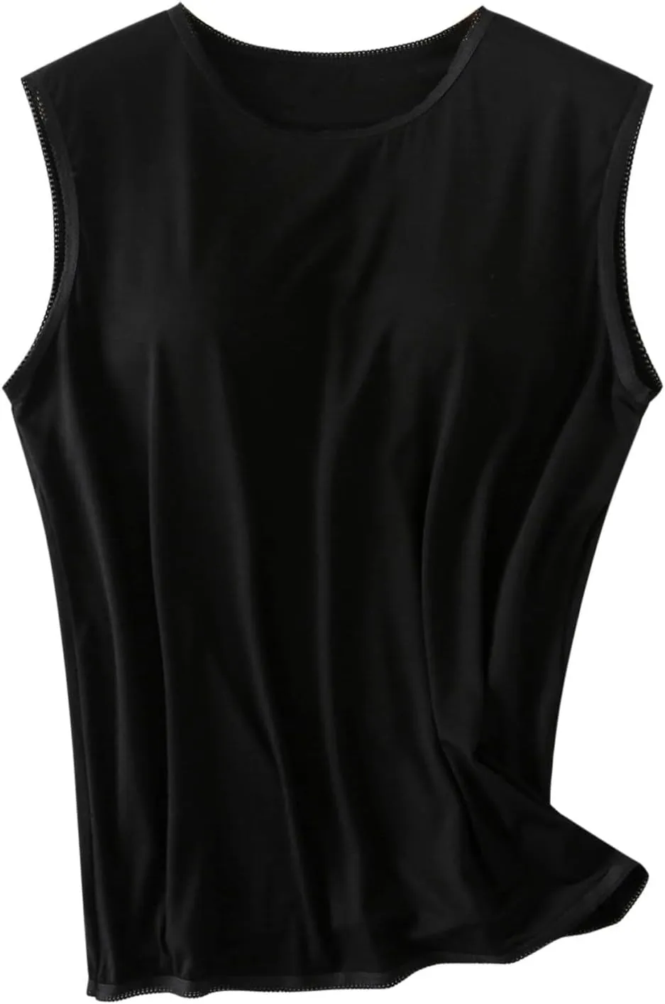 Womens Crew Neck Tank Tops Built in Bra Sleeveless Shirts Summer Workout Casual Lightweight Thin Yoga Camisole
