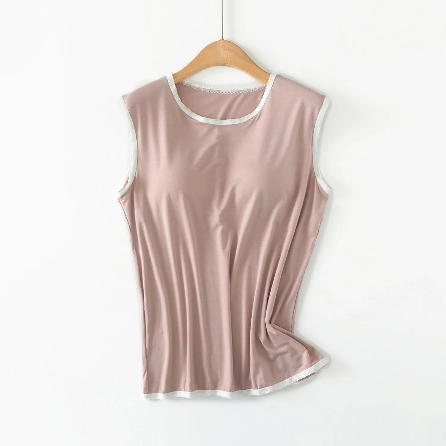 Womens Crew Neck Tank Tops Built in Bra Sleeveless Shirts Summer Workout Casual Lightweight Thin Yoga Camisole