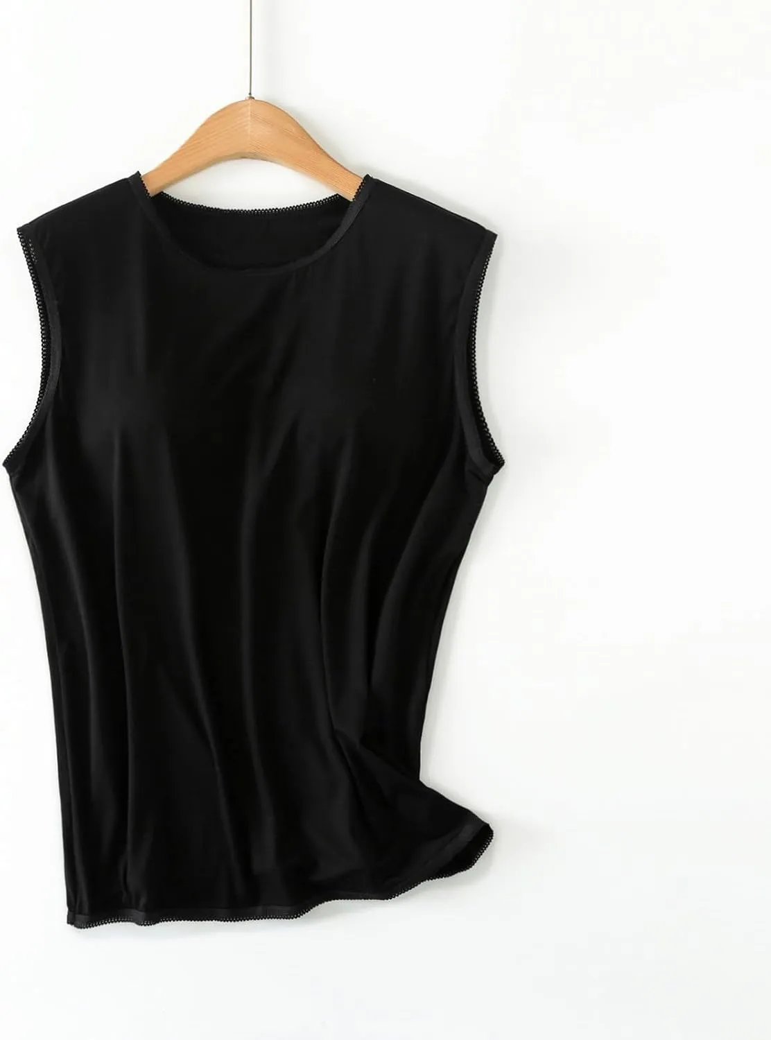 Womens Crew Neck Tank Tops Built in Bra Sleeveless Shirts Summer Workout Casual Lightweight Thin Yoga Camisole