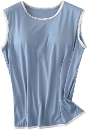 Womens Crew Neck Tank Tops Built in Bra Sleeveless Shirts Summer Workout Casual Lightweight Thin Yoga Camisole