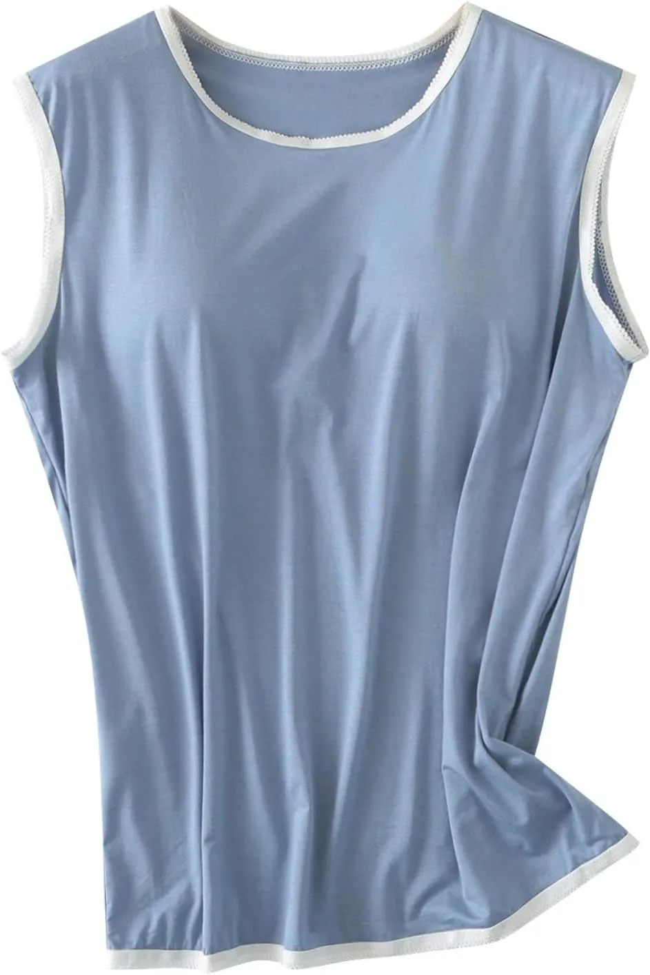 Womens Crew Neck Tank Tops Built in Bra Sleeveless Shirts Summer Workout Casual Lightweight Thin Yoga Camisole