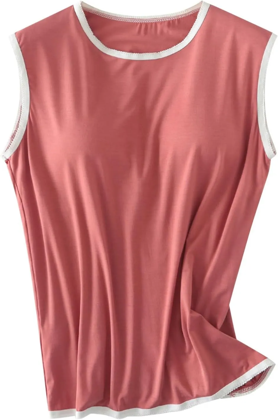 Womens Crew Neck Tank Tops Built in Bra Sleeveless Shirts Summer Workout Casual Lightweight Thin Yoga Camisole