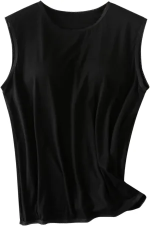 Womens Crew Neck Tank Tops Built in Bra Sleeveless Shirts Summer Workout Casual Lightweight Thin Yoga Camisole