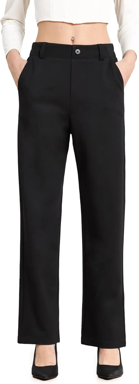 Women's Dress Pants Work High Waisted Trousers Business Casual Straight Leg Slacks 30"