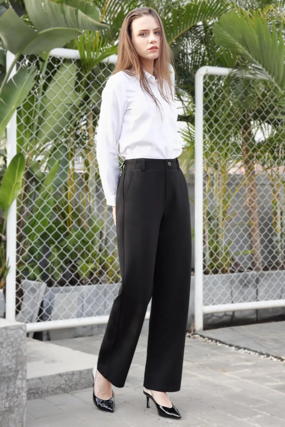 Women's Dress Pants Work High Waisted Trousers Business Casual Straight Leg Slacks 30"
