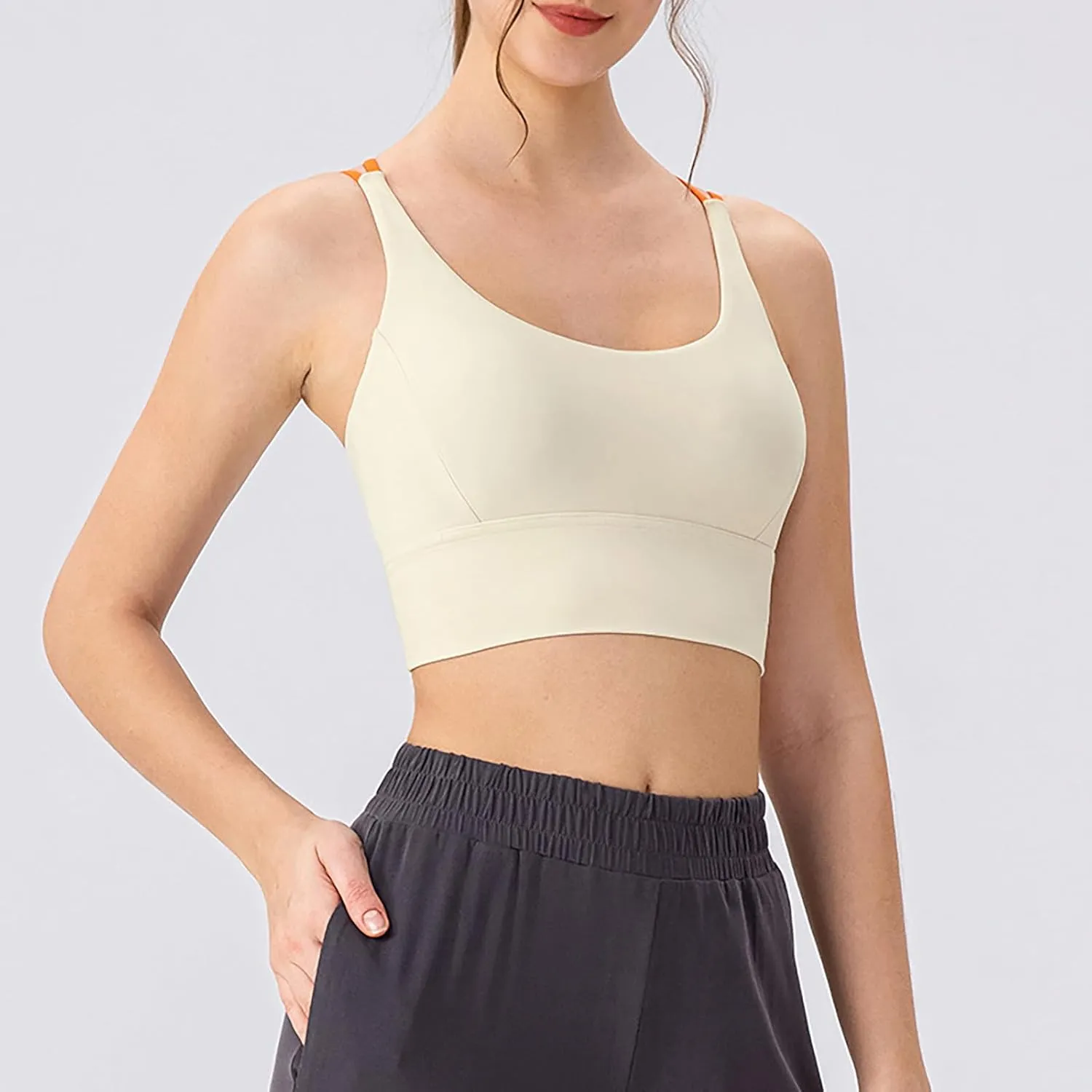 Womens Gym Tank Tops with Built Athletic Workout Backless Criss Cross Square Neck Tanks Classic Casual Shirts