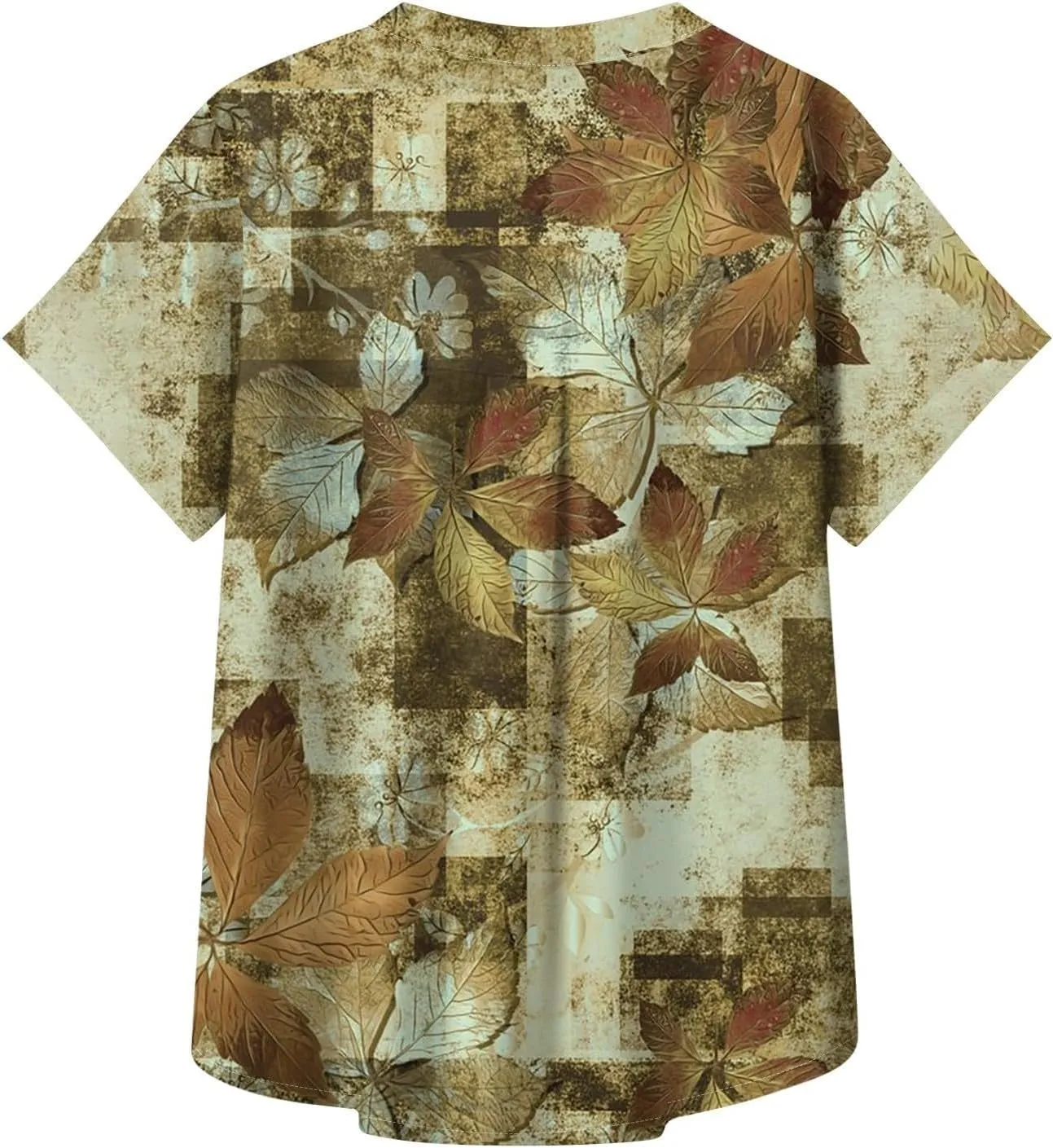 Womens Linen Blouses Floral Short Sleeve Collared Shirts Oversized Button Down V Neck Casual Work Tops