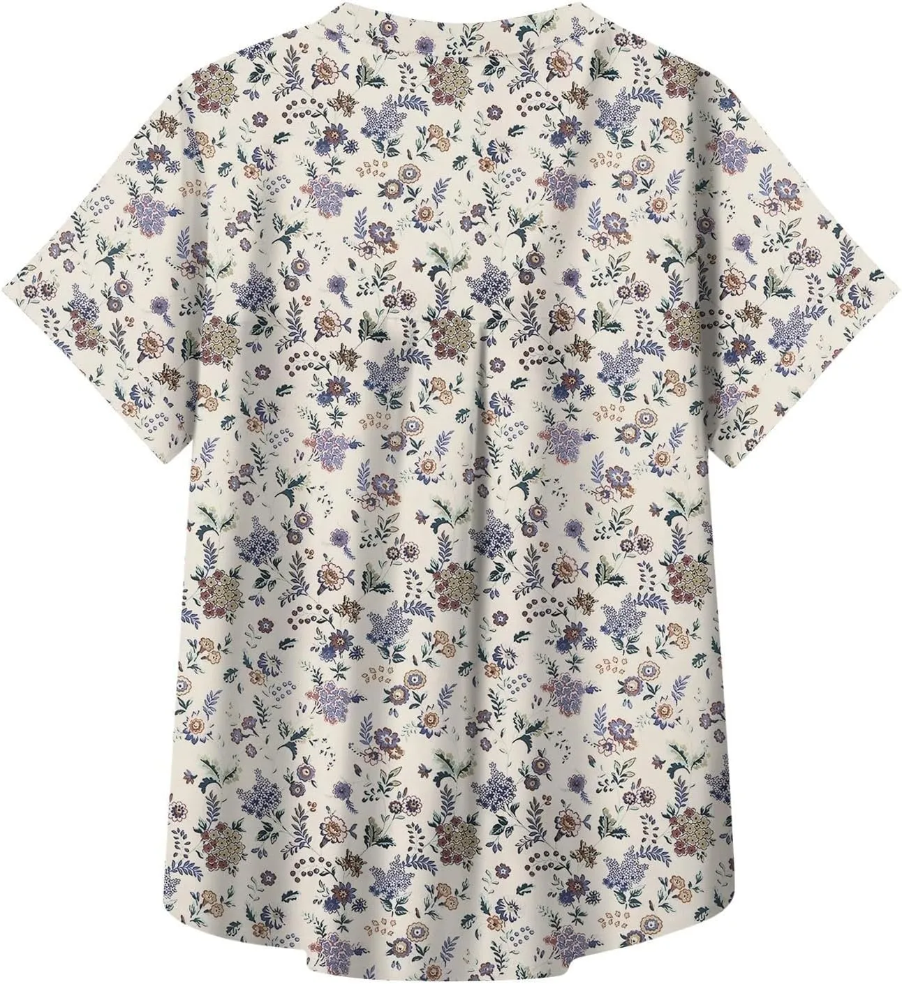 Womens Linen Blouses Floral Short Sleeve Collared Shirts Oversized Button Down V Neck Casual Work Tops