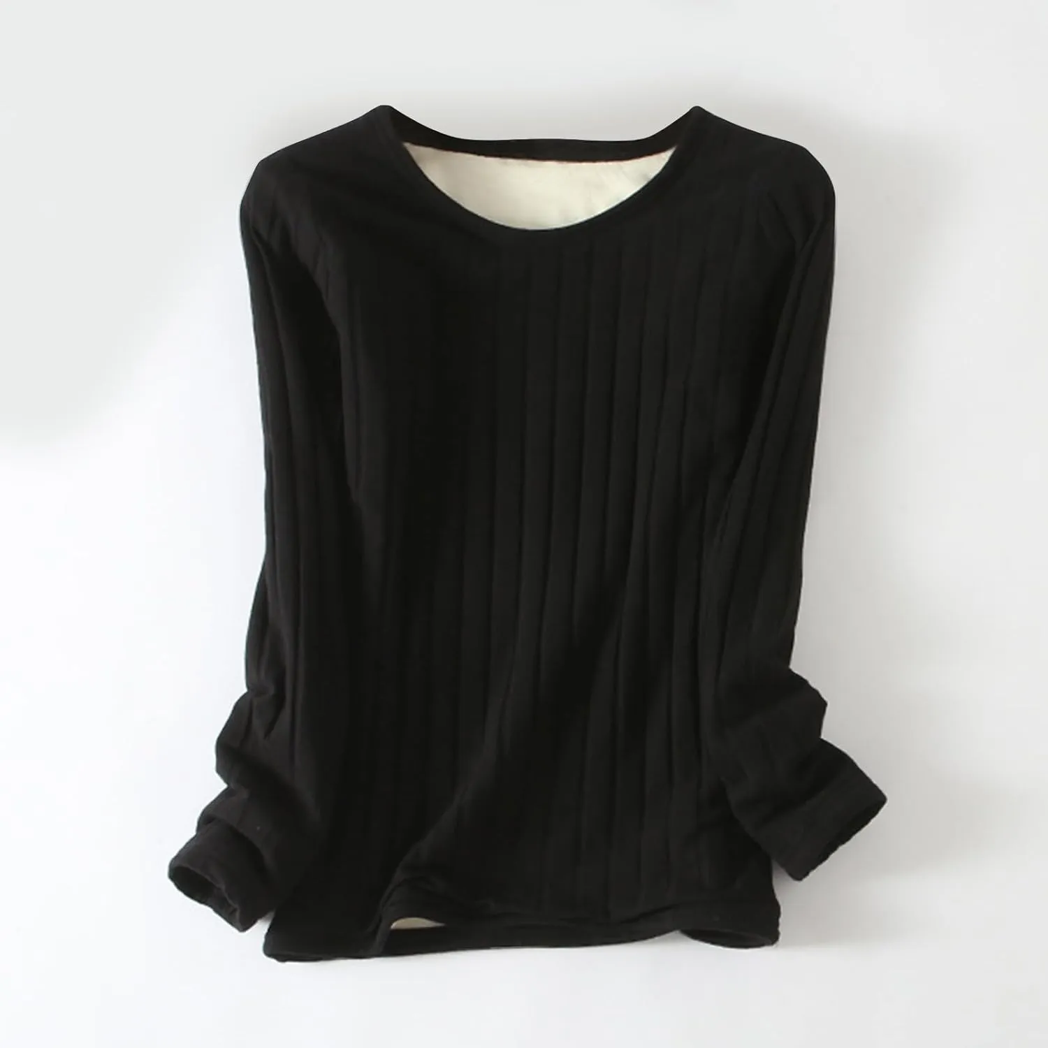 Women's Long Sleeve Thermal Pullover Winter Warm Crewneck Shirts Fleece Lined Pajamas Tops Soft Fuzzy Loungewear
