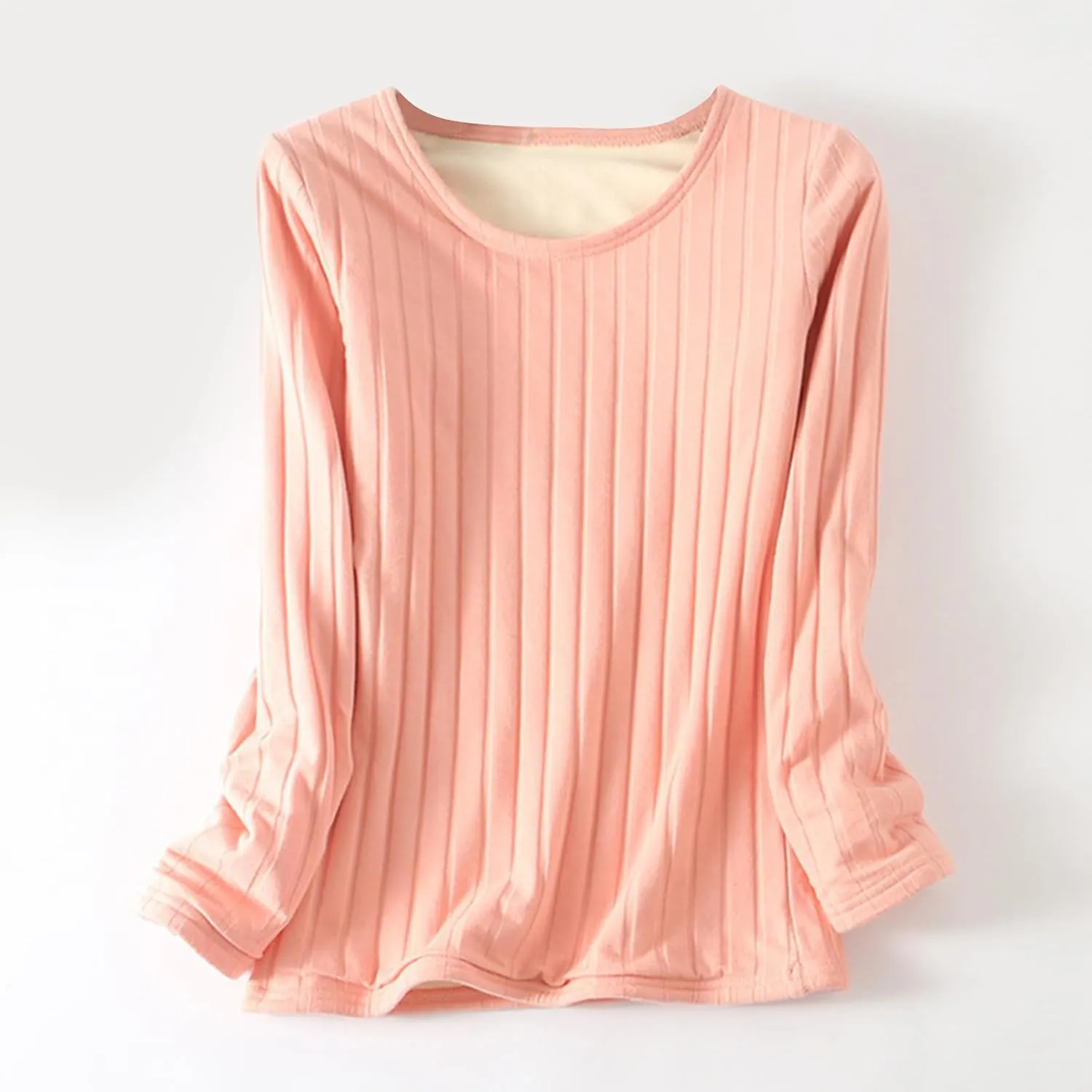 Women's Long Sleeve Thermal Pullover Winter Warm Crewneck Shirts Fleece Lined Pajamas Tops Soft Fuzzy Loungewear