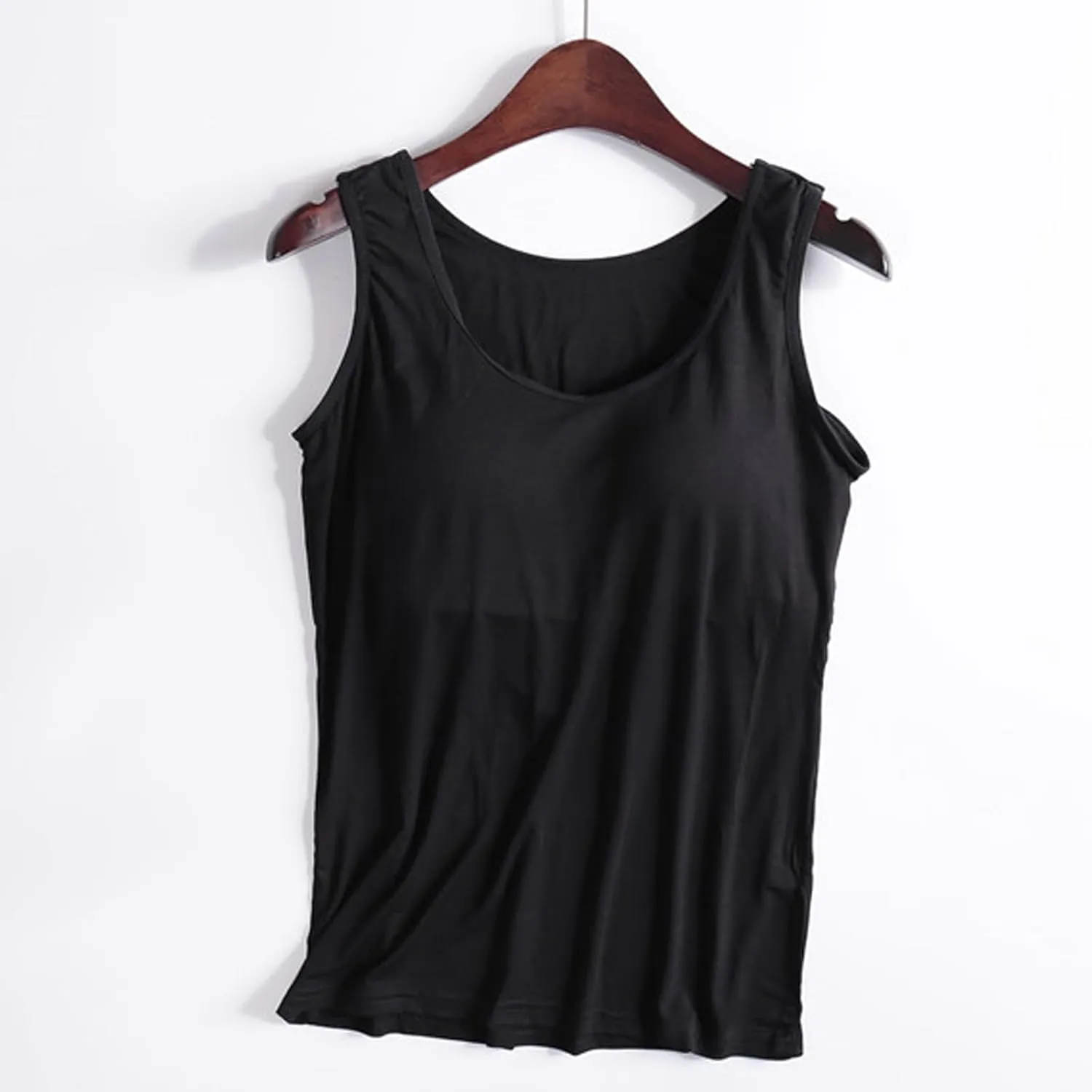 Womens Modal Built-in Bra Padded with Chest Pads Camisole Yoga Tanks Tops Sports Yoga T-Shirt Comfort Underwear Shirt