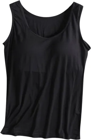 Womens Modal Built-in Bra Padded with Chest Pads Camisole Yoga Tanks Tops Sports Yoga T-Shirt Comfort Underwear Shirt