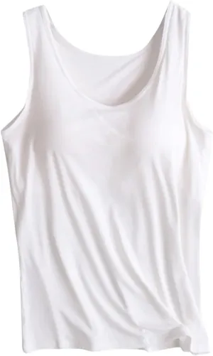 Womens Modal Built-in Bra Padded with Chest Pads Camisole Yoga Tanks Tops Sports Yoga T-Shirt Comfort Underwear Shirt