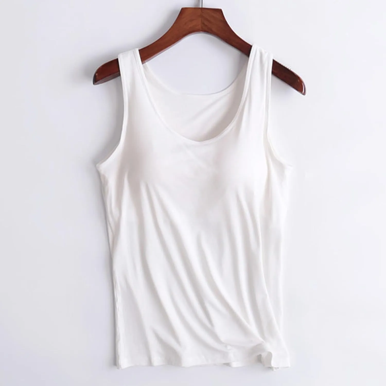 Womens Modal Built-in Bra Padded with Chest Pads Camisole Yoga Tanks Tops Sports Yoga T-Shirt Comfort Underwear Shirt