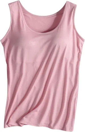 Womens Modal Built-in Bra Padded with Chest Pads Camisole Yoga Tanks Tops Sports Yoga T-Shirt Comfort Underwear Shirt