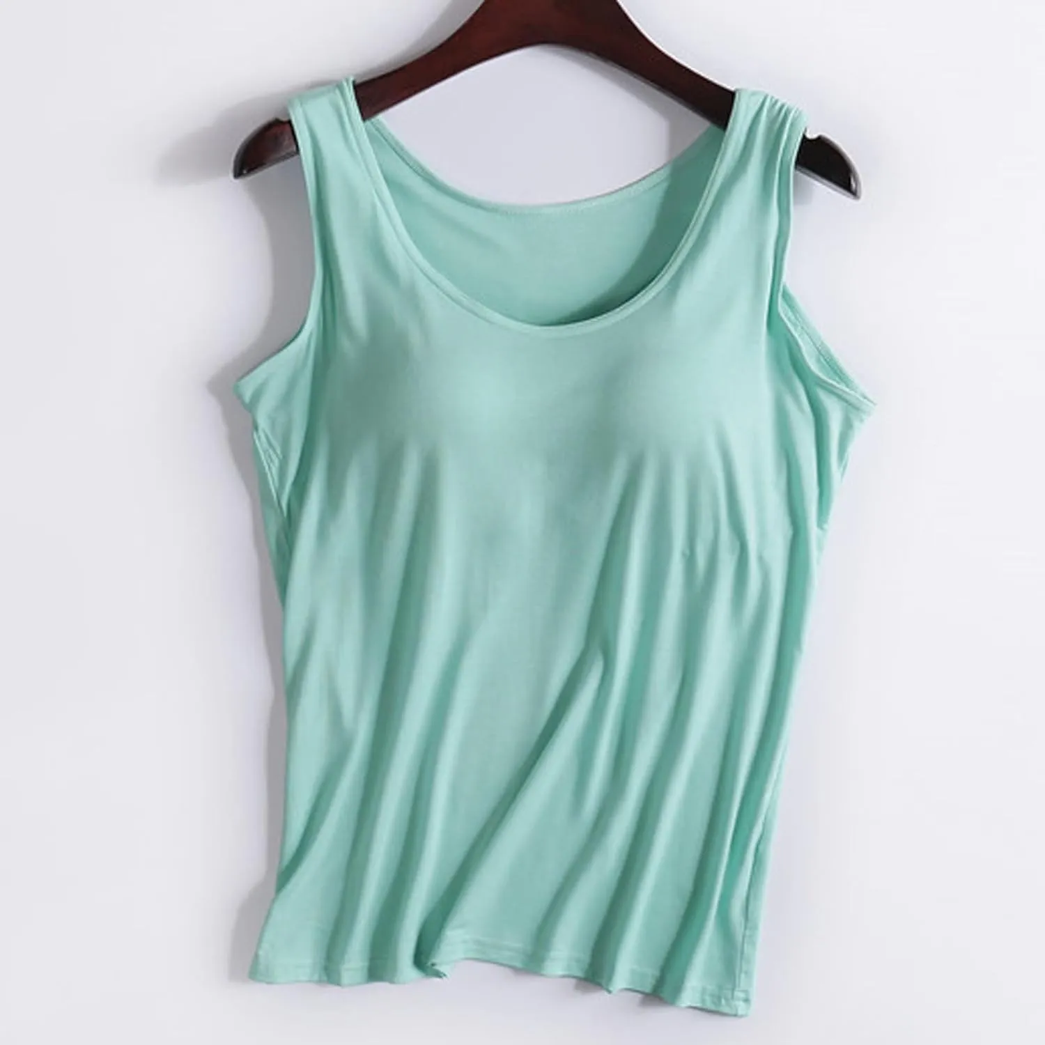 Womens Modal Built-in Bra Padded with Chest Pads Camisole Yoga Tanks Tops Sports Yoga T-Shirt Comfort Underwear Shirt