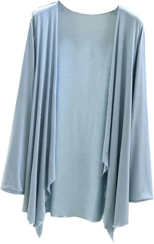 Women's Open Front Lightweight Cardigan Long Sleeve Coverup Draped Loose Flowy Beach Vacation Coat Summer Loungewear