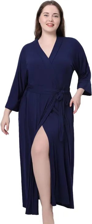 Women’s Plus Size Long Robe, Plus Size Kimono Robe Women's Lightweight Plus Size Robe Women’s Soft Sleepwear Loungewear