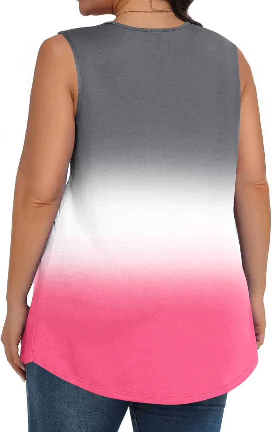 Womens Plus Size Tank Tops Summer Sleeveless Shirts Workout Basic Gradient Comfy Tanks Tee Tunics Flowy Pleated Blouse