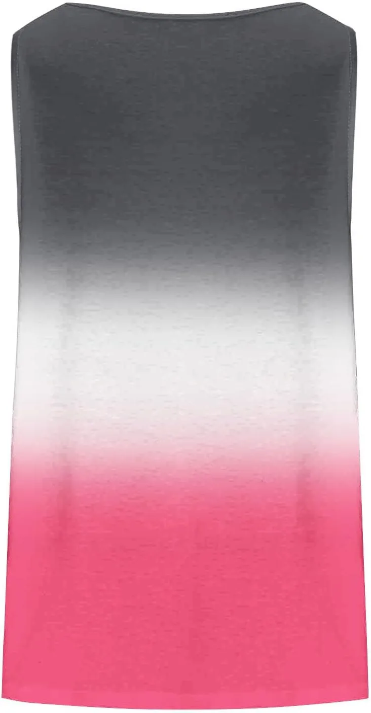 Womens Plus Size Tank Tops Summer Sleeveless Shirts Workout Basic Gradient Comfy Tanks Tee Tunics Flowy Pleated Blouse