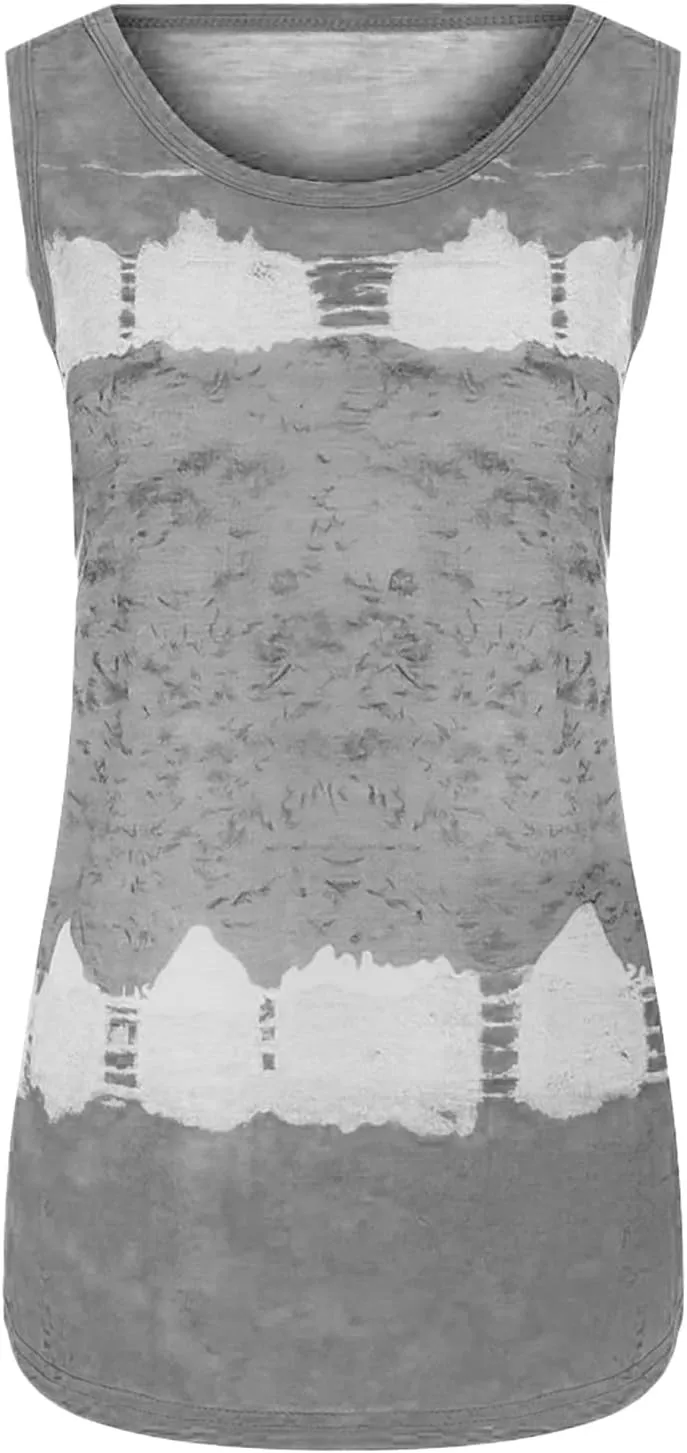 Womens Plus Size Tank Tops Trendy Color Block Sleeveless Shirts Summer Crew Neck Casual Loose Fit Tops Work Blouses
