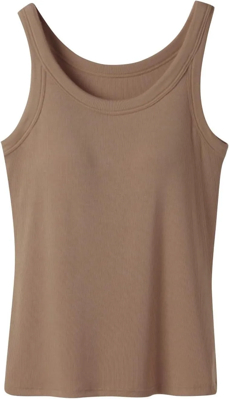 Women's Ribbed Tank Tops with Built in Bra Summer Casual Sleeveless Fitted Camisoles Padded Workout Athletic Tshirts