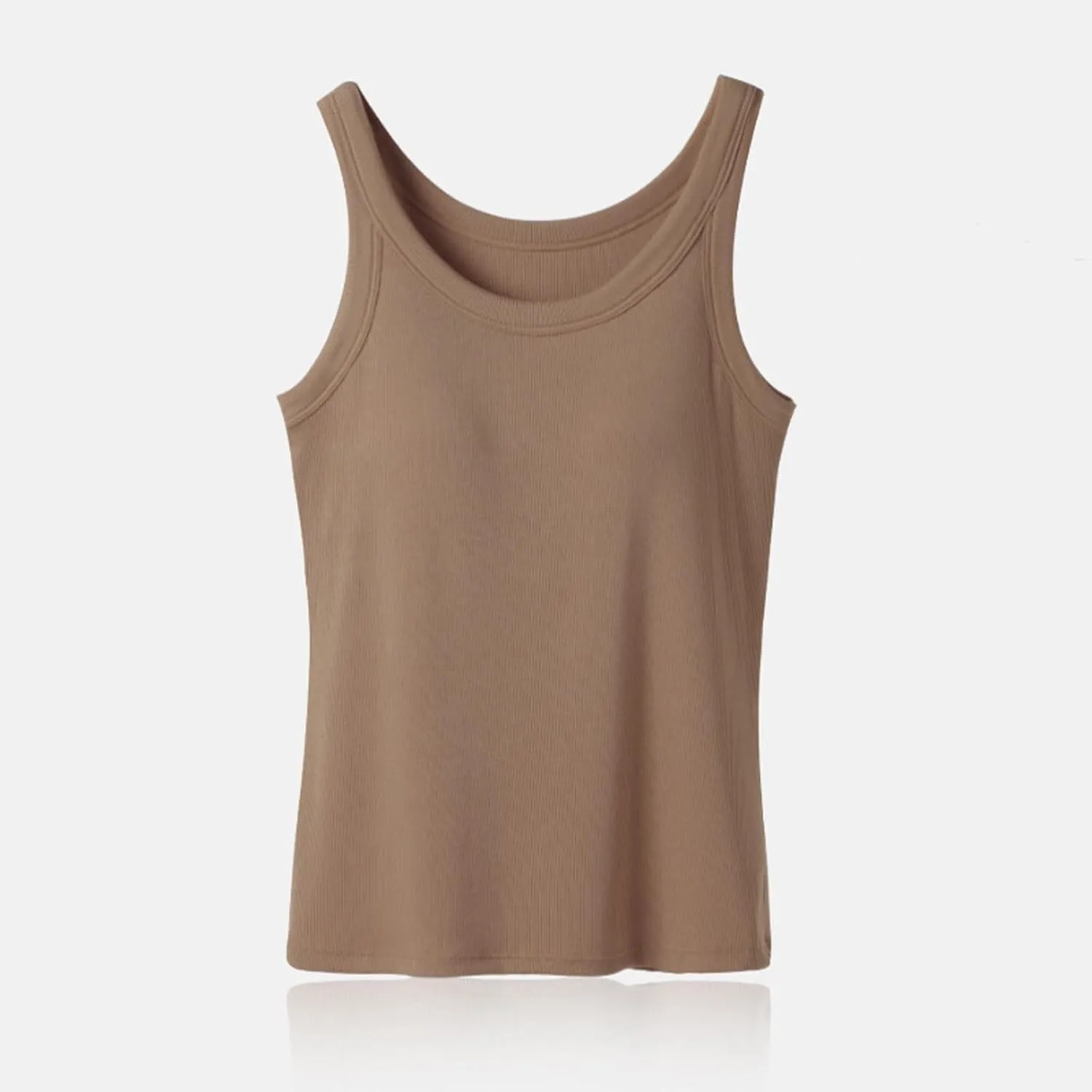 Women's Ribbed Tank Tops with Built in Bra Summer Casual Sleeveless Fitted Camisoles Padded Workout Athletic Tshirts