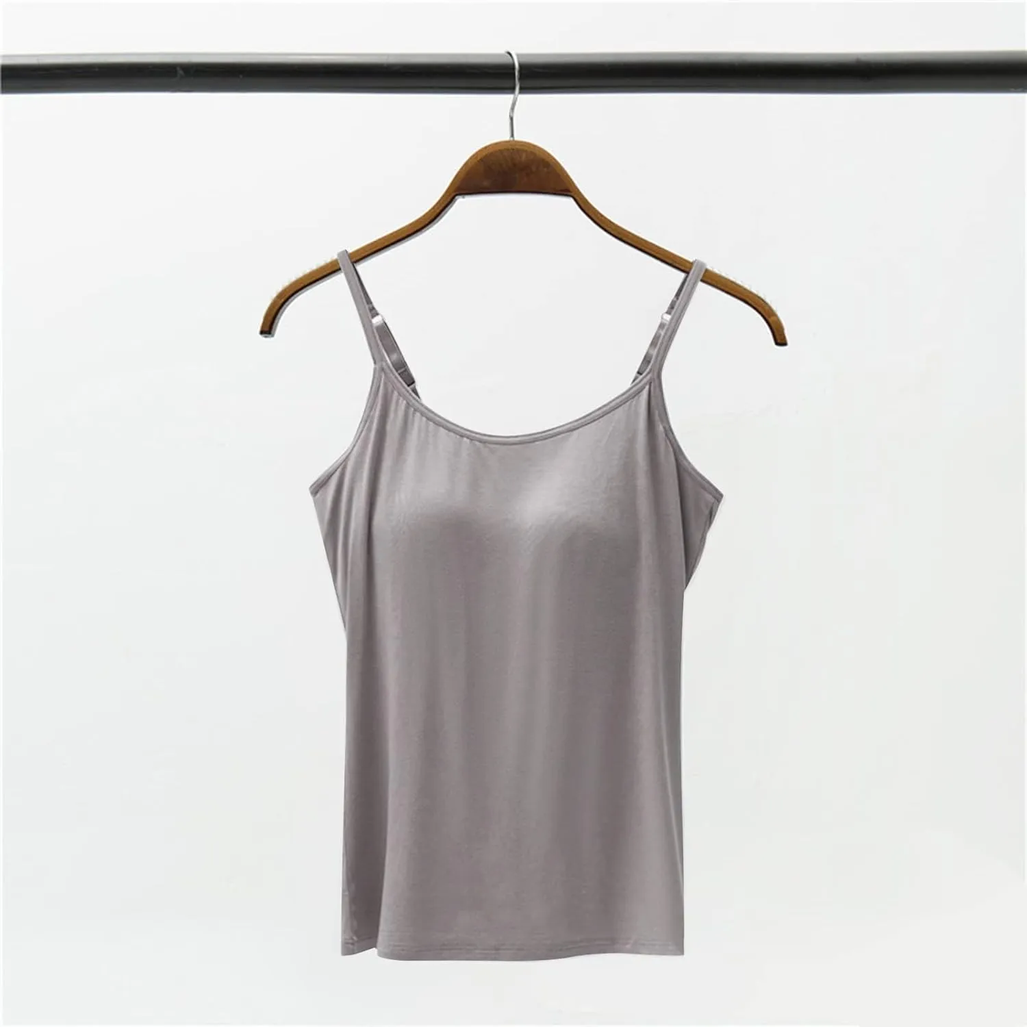 Women's Seamless Adjustable Camisole Built in Shelf Bra Plus Size Cotton Sexy Layering Undershirts Soft Casual Tops