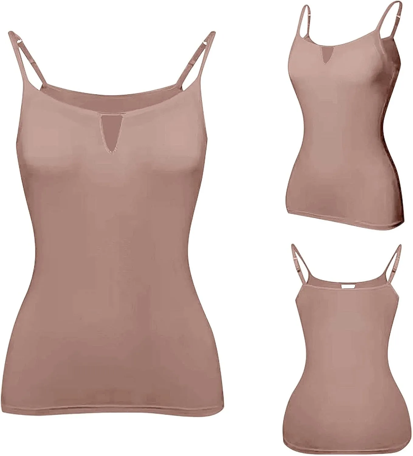 Women's Shelf Bra Camisole Tops Adjustable Spaghetti Strap Basic Cami Key Hole Yoga Shirts Tank Cotton Undershirts