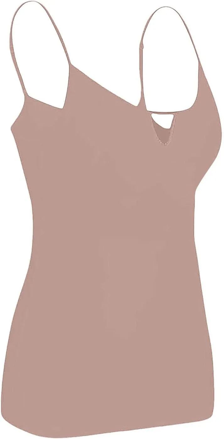 Women's Shelf Bra Camisole Tops Adjustable Spaghetti Strap Basic Cami Key Hole Yoga Shirts Tank Cotton Undershirts