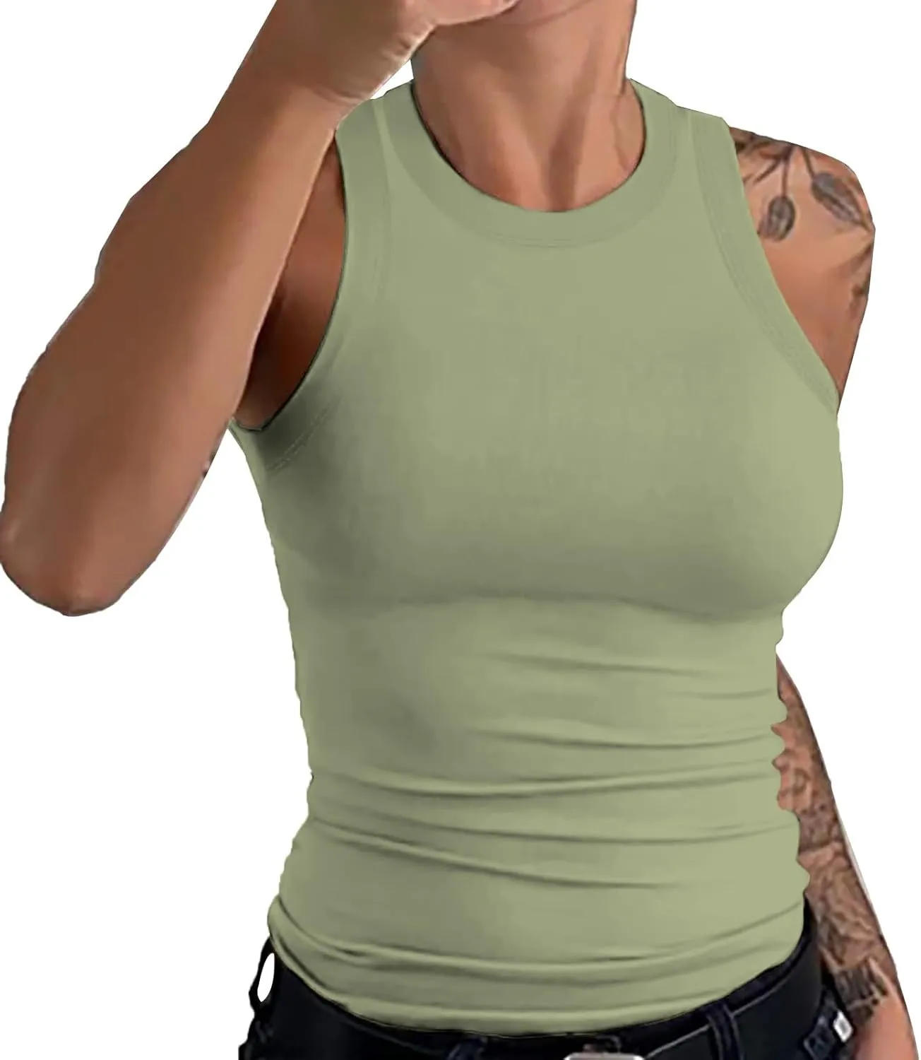 Womens Shelf Bra Tank Tops Solid Color Workout Camis Yoga Shirt Casual Y2K Fitness Spring Summer Cotton Undershirt