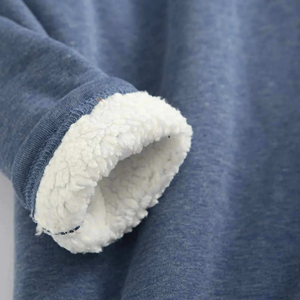Women's Sherpa Lined Pullover Fleece Crewneck Sweatshirts Cute Winter Warm Fuzzy Sweaters Casual Loungewear