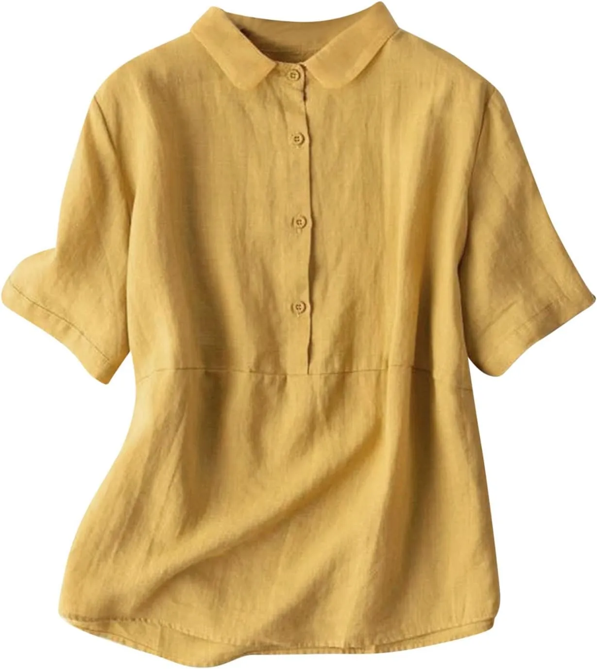Womens Summer Tops 2025 Trendy Blouses Cotton Linen T-Shirt Elegant Vacation Shirts Ladies Outfits with Buttons