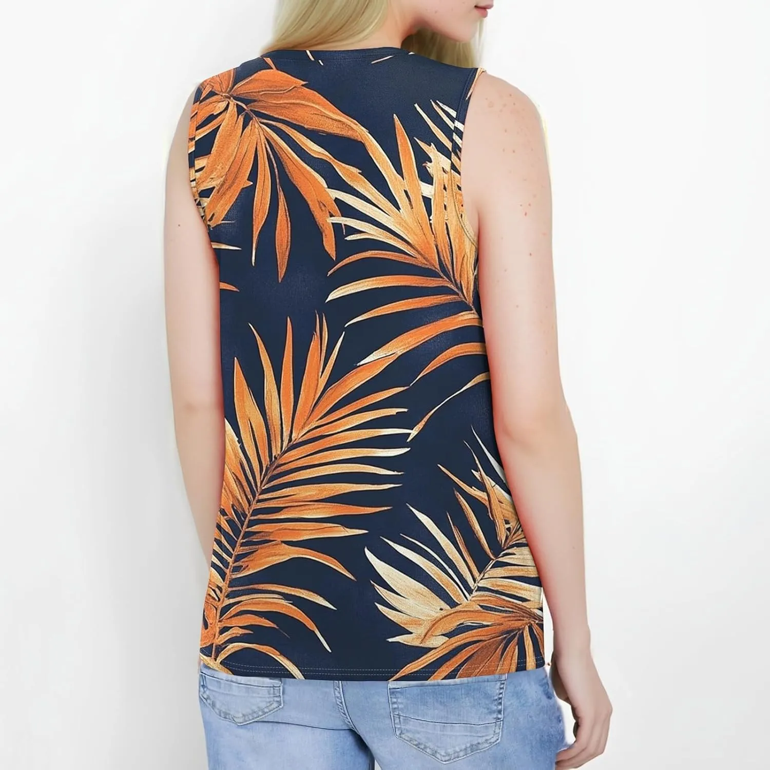 Womens Tank Tops Round Neck Printed Shirts 2025 Summer Casual Loose Fit Sleeveless Cute Basic Tanks Tee for Women