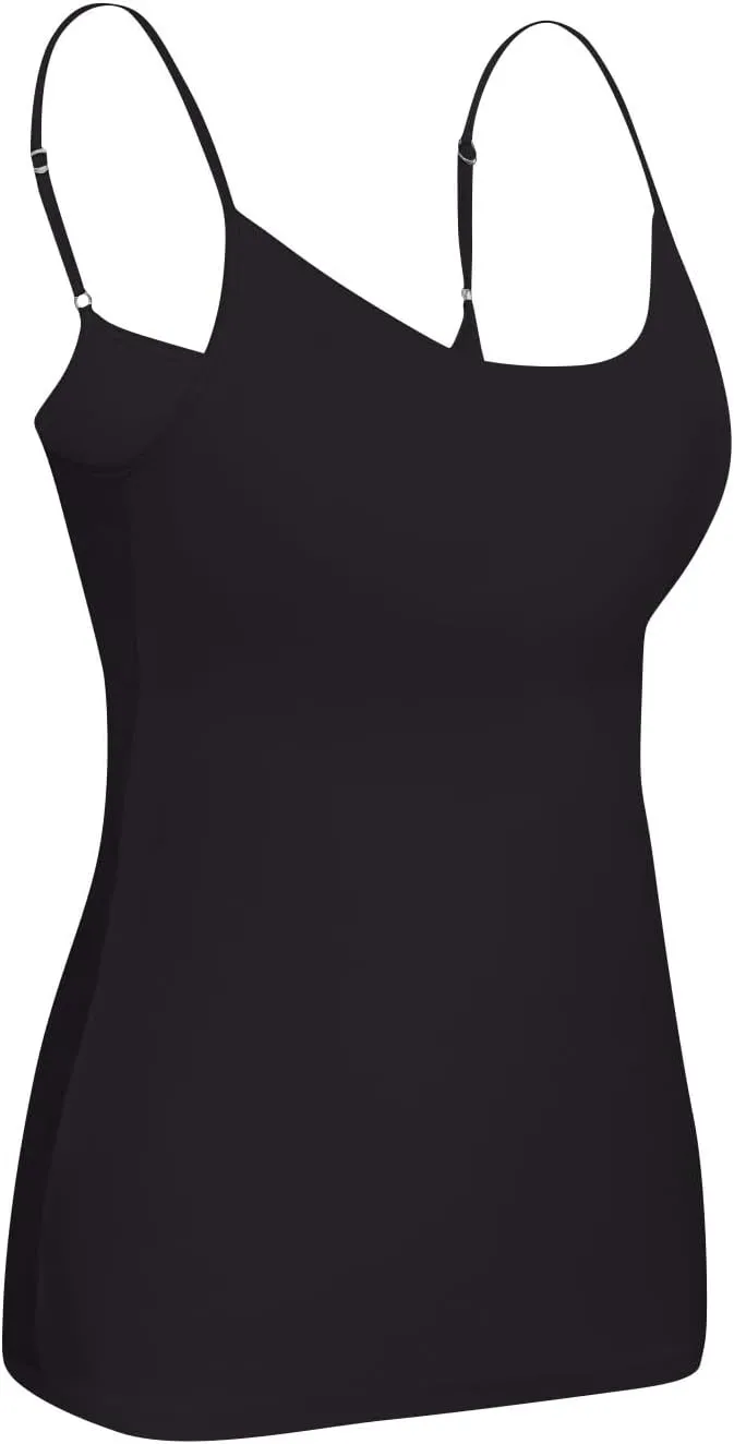 Womens Tank Tops with Built in Bra Adjustable Spaghetti Strap Camisole Shelf Bra Cotton Undershirts Layering Tank Tops